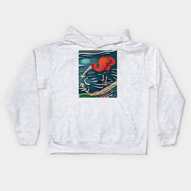 Scarlet Ibis Kids Hoodie by RoseDesigns1995